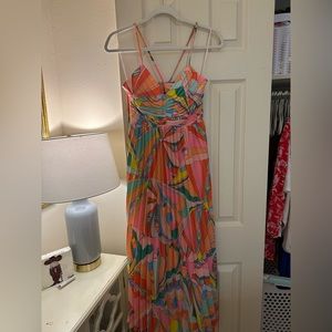 Olivaceous Multi Patterned Midi Dress